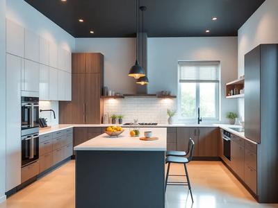 Spacious kitchen with island